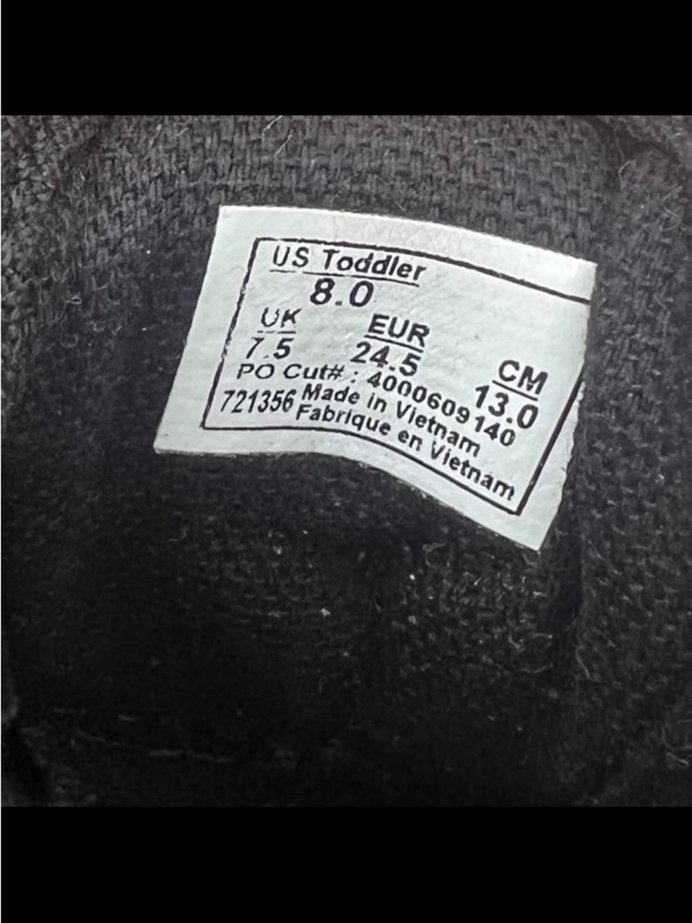 Toddler size 8 Vans Kids Black Canvas Velcro Sneakers - Picture 5 of 5